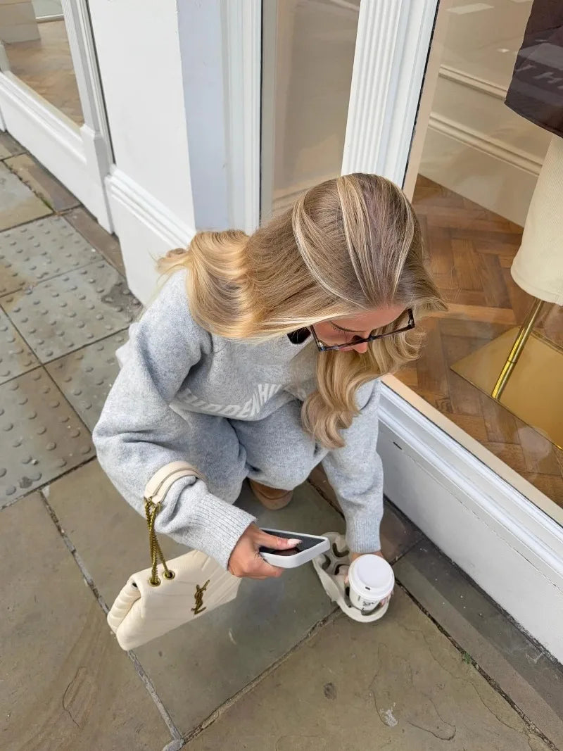 Y2K Streettröja för Dam med Bokstavsmönster